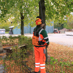 Motorsägenführer mit neuem Rucksack-Akkussystem