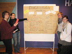 (v.l.n.r.) Anna-Paula Keller, Franziska Bode, Christina Koch und Claudia Fischer erklären ihr K