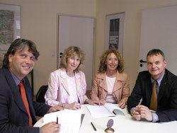 von links: Dr. Marc Hudy,  Birgit Hörske, Prof. Dr. Maria Busche-Baumann, Michael Dieckmann
